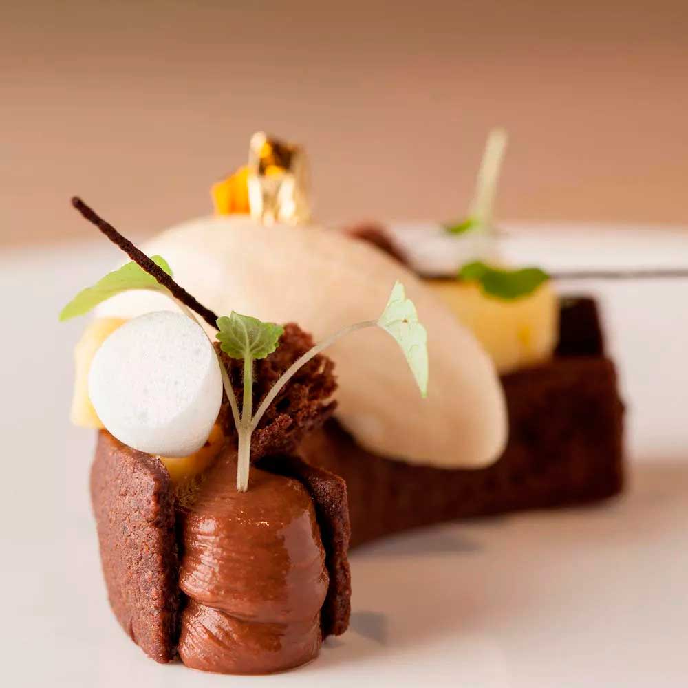 Image of a dessert from the three Michelin-starred restaurant Atrio in Cáceres